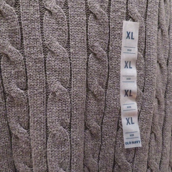 Men XL Gray Sweater Old Navy Pullover Cotton Classic Casual Crew Neck Cable Knit - Picture 5 of 16